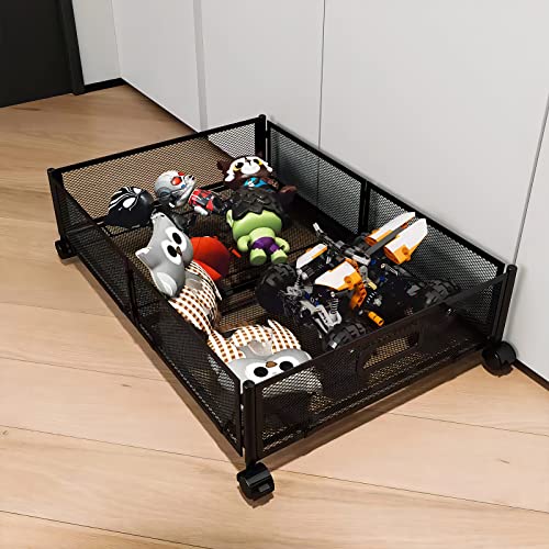 MSUIINT Under Bed Storage, Under the Bed Storage Containers with Wheels, Under Bed Storage Organizer Drawer, Tool-free Assembly Metal Underbed Storage Locker for Bedroom Clothes Shoes Blankets, White