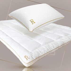 royal therapy queen shredded memory foam pillow and queen mattress topper - bundle