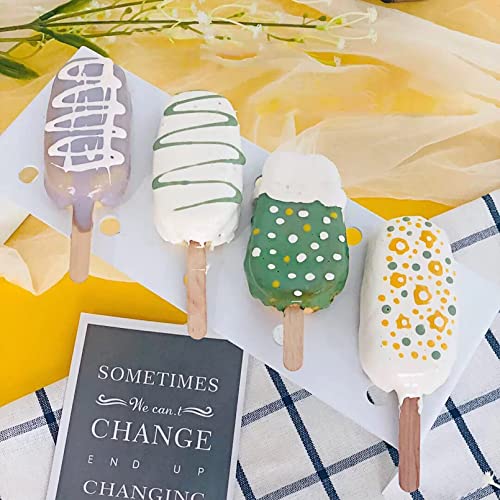 Ozera 2 Pack Popsicles Molds, Homemade Cake Pop Mold Cakesicle Molds Silicone Popcical Molds, 4 Cavities Ice Pop Cream Molds Maker with 50 Wooden Sticks & 50 Popsicle Bags for DIY Popsicles