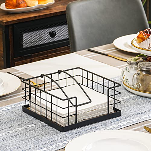 Honiter Napkin Holder, Farmhouse Flat Napkin Holder with Weighted Arm, Wooden Napkin Holders for Paper Napkins, Square Napkin Dispenser for Countertop, Cocktail Napkin Holder for Kitchen, Dining Room