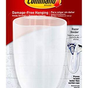 Command Picture Ledge, Slate, 1-Ledge, 10-Medium Strips, Decorate Damage-Free & Bath Razor Holder, Clear Frosted, 1-Holder, 1- Water-Resistant Strip, Organize Damage-Free