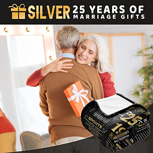 aisdfhsa 25th Anniversary Blanket Gifts Gift for 25th Silver Wedding Anniversary 25 Years of Marriage Gifts for Couple Wife Husband Dad Mom Parents Back in 1998 Throw Blanket 60Lx50W Inch