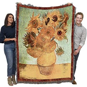 Pure Country Weavers Vase with Twelve Sunflowers Blanket by Vincent Van Gogh - Fine Art Gift Tapestry Throw Woven from Cotton - Made in The USA (72x54)