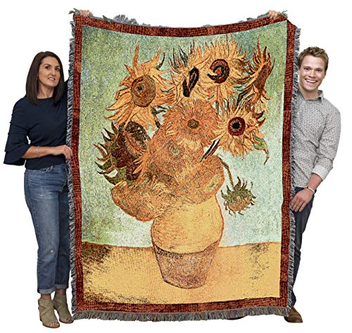 Pure Country Weavers Vase with Twelve Sunflowers Blanket by Vincent Van Gogh - Fine Art Gift Tapestry Throw Woven from Cotton - Made in The USA (72x54)