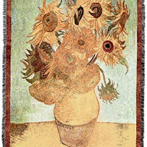 Pure Country Weavers Vase with Twelve Sunflowers Blanket by Vincent Van Gogh - Fine Art Gift Tapestry Throw Woven from Cotton - Made in The USA (72x54)