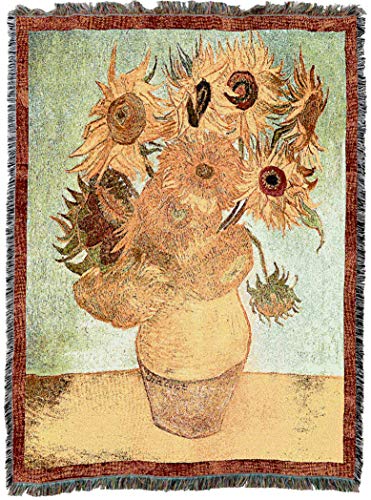 Pure Country Weavers Vase with Twelve Sunflowers Blanket by Vincent Van Gogh - Fine Art Gift Tapestry Throw Woven from Cotton - Made in The USA (72x54)