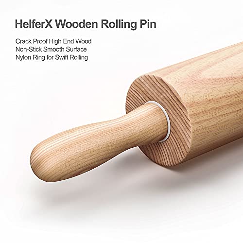 HelferX 17.6 inch Wooden Rolling Pin for Baking - Long Dough Roller for All Baking Needs