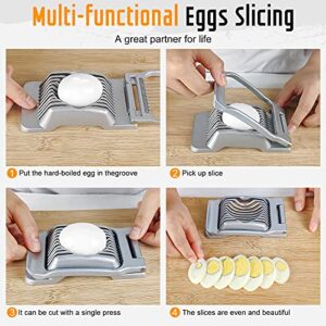 Yuzxaun Egg Slicer, Egg Slicer for Hard Boiled Eggs, Stainless Steel Wire Egg Slicer, Heavy Duty Aluminium Egg Cutter Dishwasher Safe for Egg Strawberry Soft Fruit