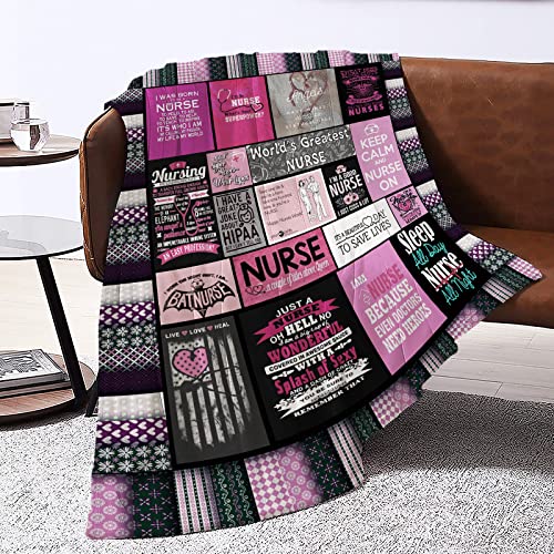 Ultra Soft Nurse Theme Blanket Plush Blanket Gifts for Women Nurses Warm Cozy Throw Blanket for Bed and Couch (Nurse -2,130cm x 150cm(51'' x 59'')