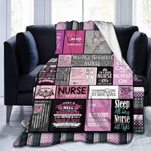 Ultra Soft Nurse Theme Blanket Plush Blanket Gifts for Women Nurses Warm Cozy Throw Blanket for Bed and Couch (Nurse -2,130cm x 150cm(51'' x 59'')