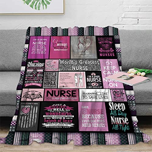 Ultra Soft Nurse Theme Blanket Plush Blanket Gifts for Women Nurses Warm Cozy Throw Blanket for Bed and Couch (Nurse -2,130cm x 150cm(51'' x 59'')