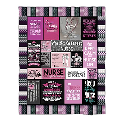 Ultra Soft Nurse Theme Blanket Plush Blanket Gifts for Women Nurses Warm Cozy Throw Blanket for Bed and Couch (Nurse -2,130cm x 150cm(51'' x 59'')