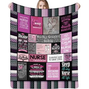 Ultra Soft Nurse Theme Blanket Plush Blanket Gifts for Women Nurses Warm Cozy Throw Blanket for Bed and Couch (Nurse -2,130cm x 150cm(51'' x 59'')