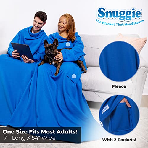 Snuggie- The Original Wearable Blanket That Has Sleeves, Warm, Cozy, Super Soft Fleece, Functional Blanket with Sleeves & Pockets for Adult, Women, Men, As Seen On TV- Blue