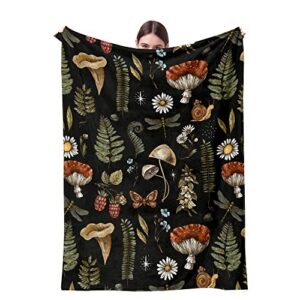 mushrooms blanket soft flannel fleece throw blanket for couch sofa bed (wild forest mushrooms, 60x50in)