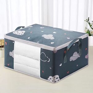 Large Storage Bags, Large Capacity Clothes Storage Bag Bins, Foldable Closet Organizer Storage Containers with Durable Handles for Clothing, Blanket, Comforters, Bed Sheets, Pillows (Large)