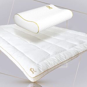 royal therapy queen memory foam pillow and queen mattress topper - bundle
