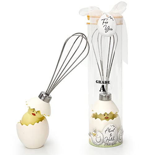 Kate Aspen Stainless-Steel Egg Whisk in Showcase Gift Box Baby Shower Favor, Silver/White