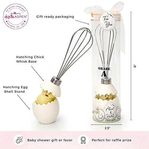 Kate Aspen Stainless-Steel Egg Whisk in Showcase Gift Box Baby Shower Favor, Silver/White