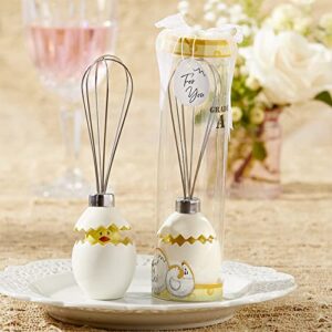 Kate Aspen Stainless-Steel Egg Whisk in Showcase Gift Box Baby Shower Favor, Silver/White