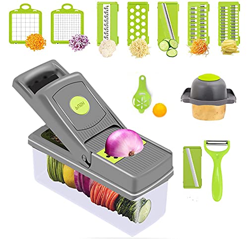 B BSIASIO Vegetable Chopper With Container Onion Chopper, Egg Slicer, Slicer, Vegetable Slicer, Professional food chopper,8 blades