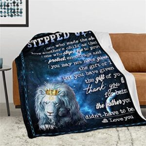 Stepped Up Dad Blanket Birthday Gifts Warm Blankets for Stepdad from Daughter or Son Unique Father's Day Blanket Stepfather Super Soft Flannel Throw Blanket for Couch, Bed, Sofa 50"X40"