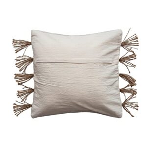 Creative Co-Op Boho Woven Jute and Cotton Throw Embroidery and Tassels, Natural Pillow, Ivory