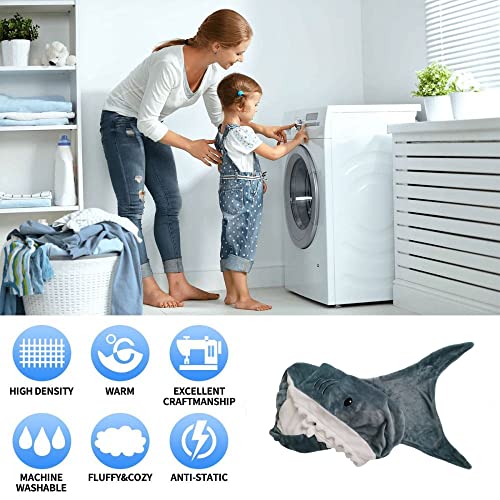 Shark Blanket Super Soft Cozy Flannel Hoodie Shark Sleeping Bag Shark Tail Wearable Fleece Throw Blanket Adult Kids Cosplay Shark Costume Shark Gifts for Shark Lovers (L Size for Height 5'3"-6')