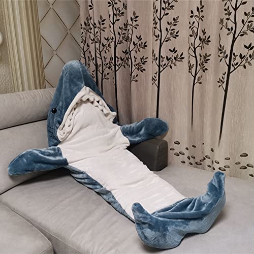 Shark Blanket Super Soft Cozy Flannel Hoodie Shark Sleeping Bag Shark Tail Wearable Fleece Throw Blanket Adult Kids Cosplay Shark Costume Shark Gifts for Shark Lovers (L Size for Height 5'3"-6')