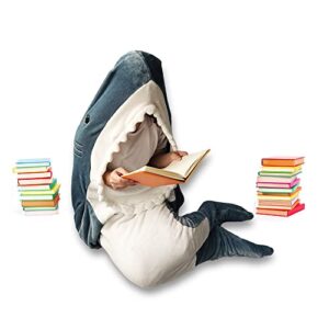 Shark Blanket Super Soft Cozy Flannel Hoodie Shark Sleeping Bag Shark Tail Wearable Fleece Throw Blanket Adult Kids Cosplay Shark Costume Shark Gifts for Shark Lovers (L Size for Height 5'3"-6')