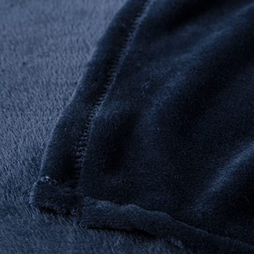 Bertte Plush Fleece Fuzzy Lightweight Super Soft Microfiber Flannel Couch, Bed, Sofa Ultra Luxurious Warm and Cozy for All Seasons Throw Blanket, 50"x60", Navy