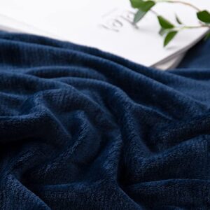 Bertte Plush Fleece Fuzzy Lightweight Super Soft Microfiber Flannel Couch, Bed, Sofa Ultra Luxurious Warm and Cozy for All Seasons Throw Blanket, 50"x60", Navy