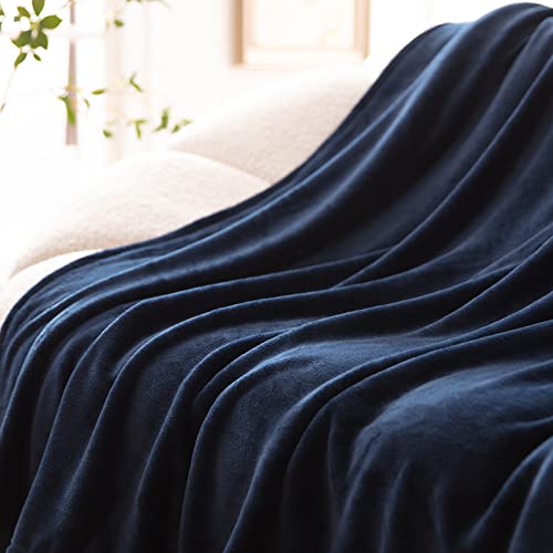 Bertte Plush Fleece Fuzzy Lightweight Super Soft Microfiber Flannel Couch, Bed, Sofa Ultra Luxurious Warm and Cozy for All Seasons Throw Blanket, 50"x60", Navy