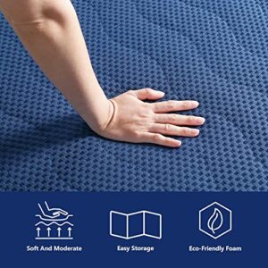 Olee Sleep 4 Inch Tri Folding Memory Foam Topper Blue, Full