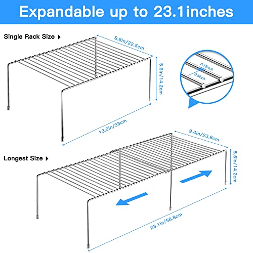 Tomorotec Stainless Steel Expandable Kitchen Storage Organizer Spice Rack Cabinet Organization Shelves Heavy-Duty Rustproof Shelf, Adjustable Durable Rack Space Saving Countertop Drawer Cabinet Pantry