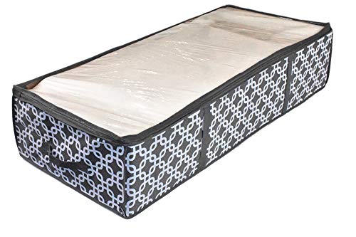 COMPONO 2 Pack Under Bed Storage Containers for Under The Bed Storage with Large Clear Window Carry Handles. Creates Storage Under Bed Organizer for Any Household Items (Pattern, Underbed Storage)