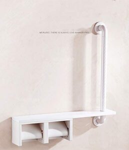crody bath wall attachment handrails grab bar rails wall-mounted shower safety grab bar,barrier-free l-shaped bathroom towel rack, toilet roll tissue box double paper towel holder/white