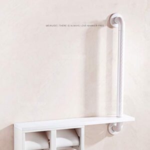 CRODY Bath Wall Attachment Handrails Grab Bar Rails Wall-Mounted Shower Safety Grab Bar,Barrier-Free L-Shaped Bathroom Towel Rack, Toilet Roll Tissue Box Double Paper Towel Holder/White