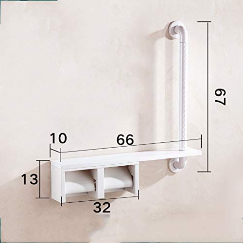 CRODY Bath Wall Attachment Handrails Grab Bar Rails Wall-Mounted Shower Safety Grab Bar,Barrier-Free L-Shaped Bathroom Towel Rack, Toilet Roll Tissue Box Double Paper Towel Holder/White