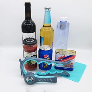 Latest Jar Opener Bottle Opener for Weak Hands,Seniors with Arthritis,Low Strength and Children, Multi Opener Set with Rubber Jar Gripper Pad and Corkscrew Wine Opener