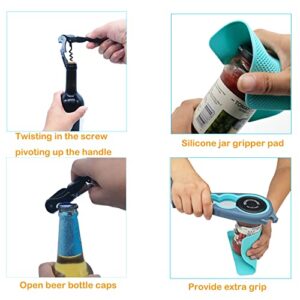 Latest Jar Opener Bottle Opener for Weak Hands,Seniors with Arthritis,Low Strength and Children, Multi Opener Set with Rubber Jar Gripper Pad and Corkscrew Wine Opener