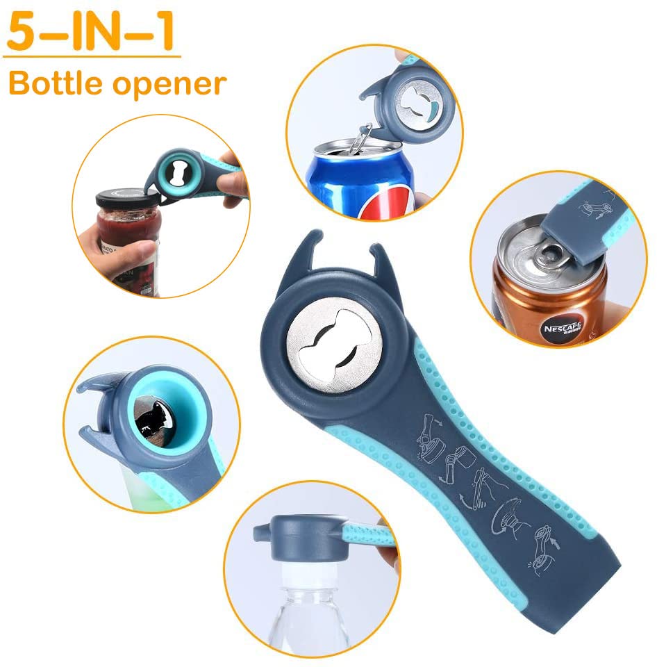 Latest Jar Opener Bottle Opener for Weak Hands,Seniors with Arthritis,Low Strength and Children, Multi Opener Set with Rubber Jar Gripper Pad and Corkscrew Wine Opener