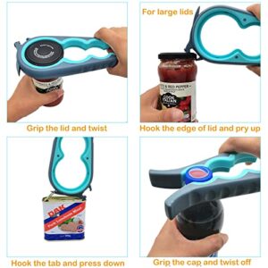 Latest Jar Opener Bottle Opener for Weak Hands,Seniors with Arthritis,Low Strength and Children, Multi Opener Set with Rubber Jar Gripper Pad and Corkscrew Wine Opener