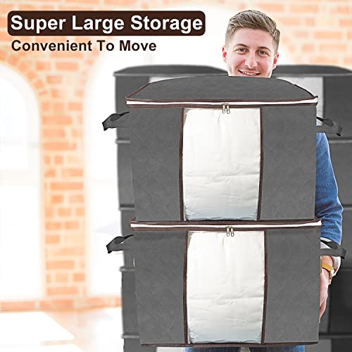 Ragestor ppliessu 90L Unit large clothes storage container closet organizer storage bags for clothes under bed storage bin organizer for closet shelves basement（2+2 pack,grey