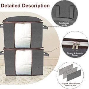 Ragestor ppliessu 90L Unit large clothes storage container closet organizer storage bags for clothes under bed storage bin organizer for closet shelves basement（2+2 pack,grey