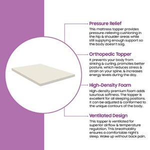 Continental Mattress 1-inch Mattress Topper for Back Pain Relief | Comfortable Bed Toppers for Mattresses with Orthopedic Benefits, Provides Accurate Balance Support for Body, Twin, White