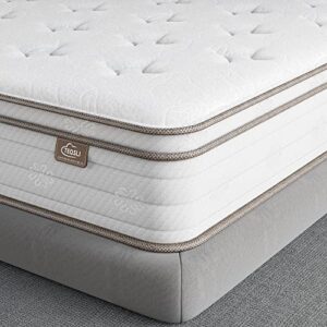 teqsli queen mattress 12 inch, cool eggshell memory foam and 7 zone pocket innerspring hybrid mattress in a box, supportive queen bed mattress, breathable cover 100 nights trial (tsb30q-us)