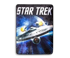 star trek: the original series uss enterprise plush throw blanket | soft fleece blanket cover, cozy sherpa wrap for sofa and bed, home decor room essentials | gifts and collectibles | 45 x 60 inches