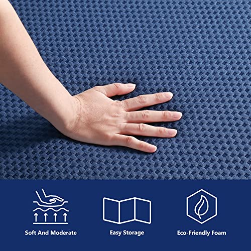 Olee Sleep Memory Foam Topper, Twin, Blue