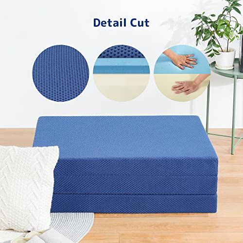 Olee Sleep Memory Foam Topper, Twin, Blue